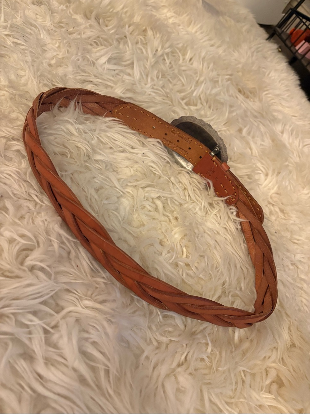 Ralph Lauren Concho Belt Brown Leather Braided Native Western M Silver Buckle - Picture 3 of 6